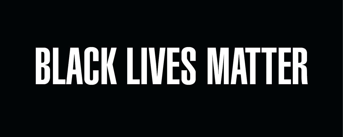 White all caps text set against a black background reads Black Lives Matter.