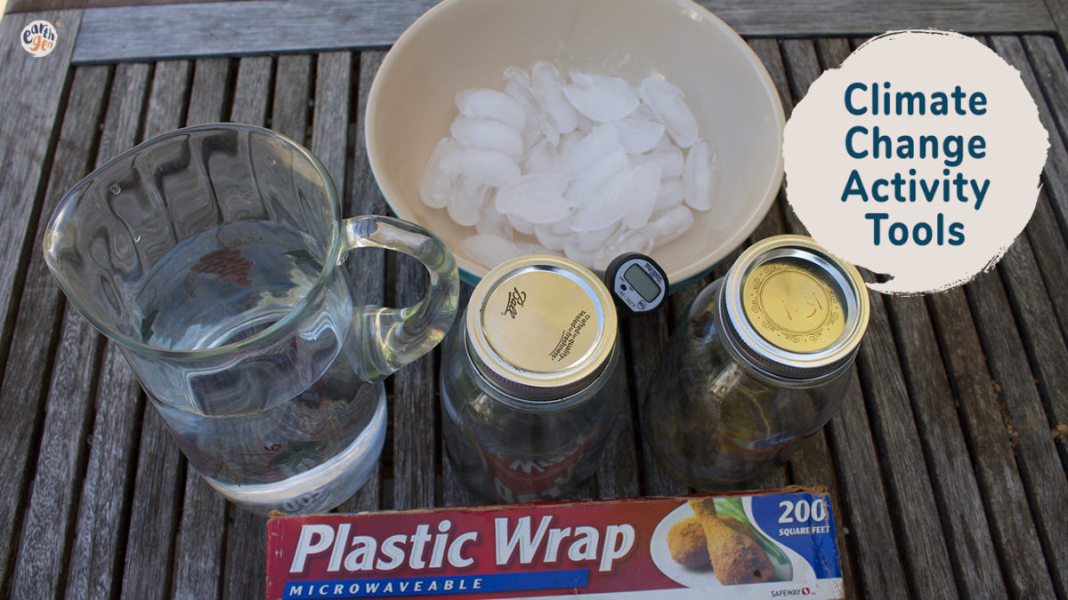 Photo showing all the materials needed for the Climate change activity.