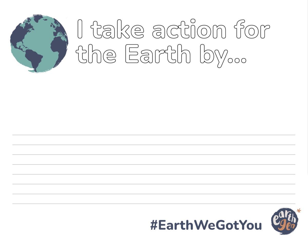 I take action for the Earth by.. Action Sheet Share with lines