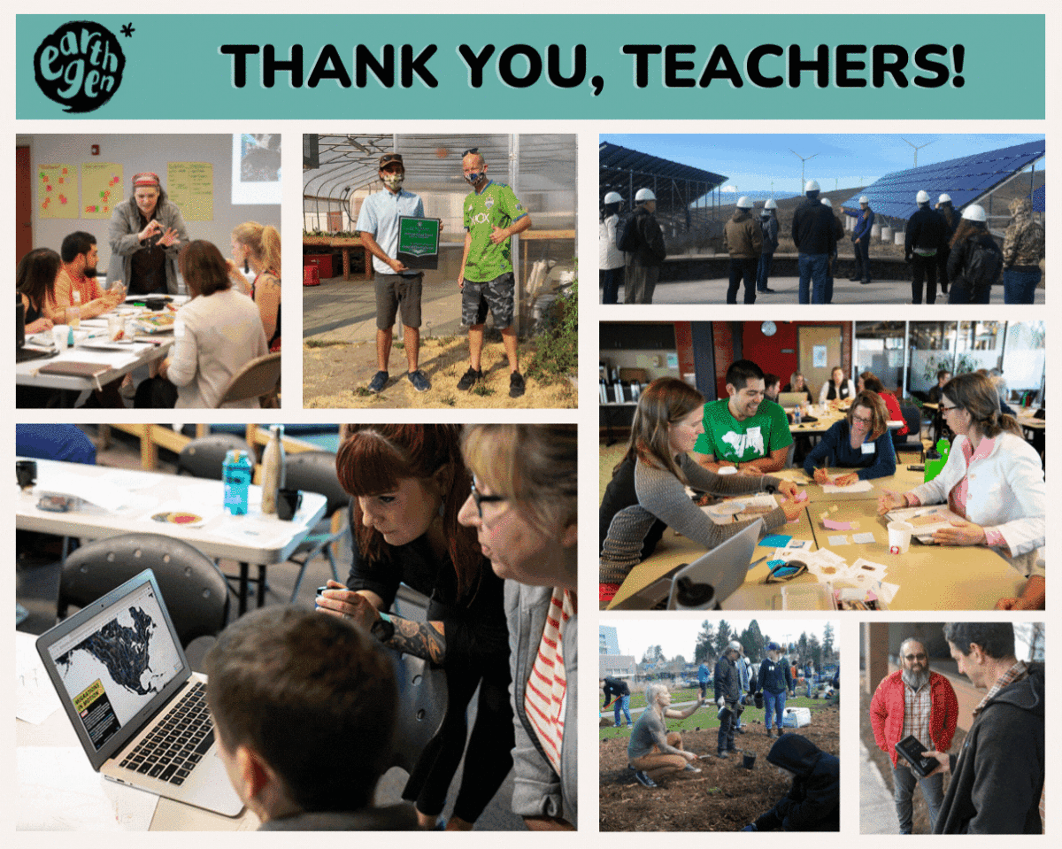 Thank You, Teachers! with photo collage of many teachers