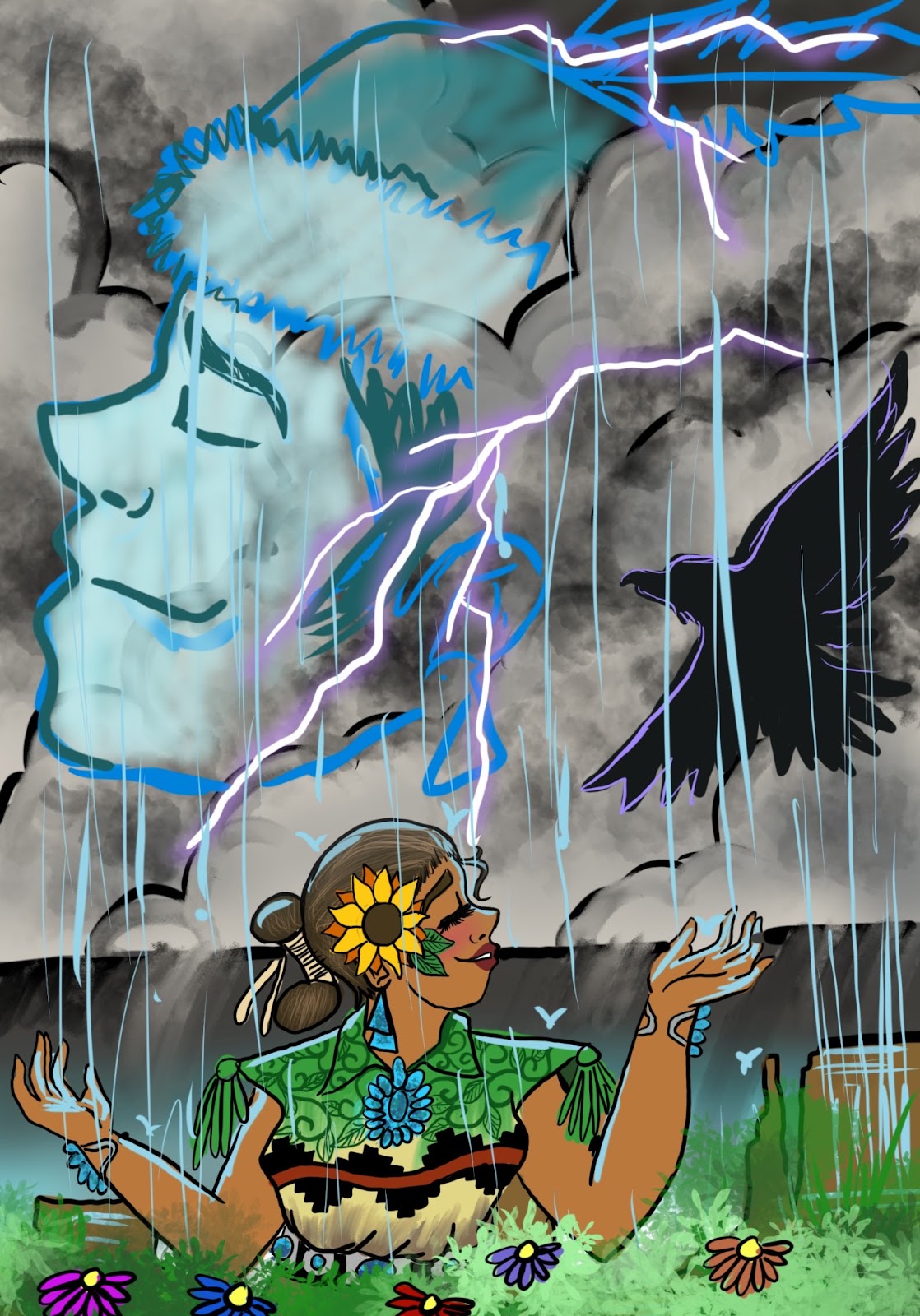 A image from Clarene's graphic novel that connects air quality to Navajo culture