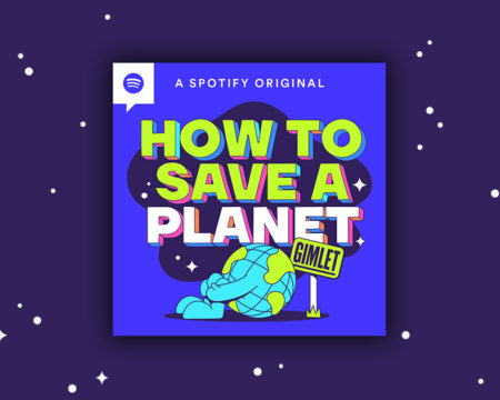 How to Save a Planet podcast cover floating in a sky of stars