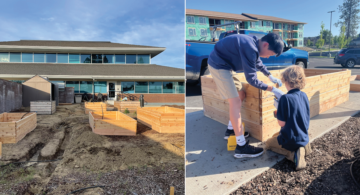 Students at Spokane International Academy partner with EarthGen to bring nature back to their campus, starting with student-built raised garden beds.