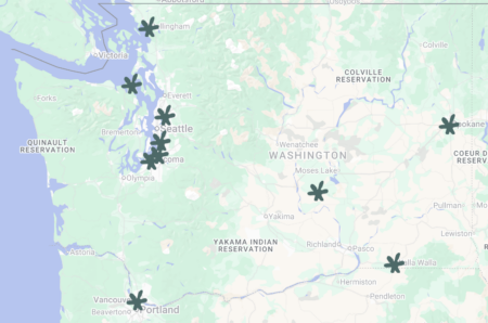 map of Washington showing the geographic spread of our Climate Leadership Fellows