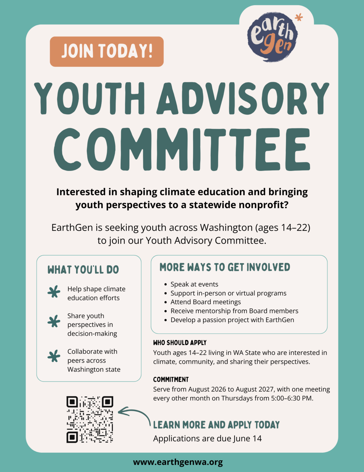 Youth Advisory Committee flyer